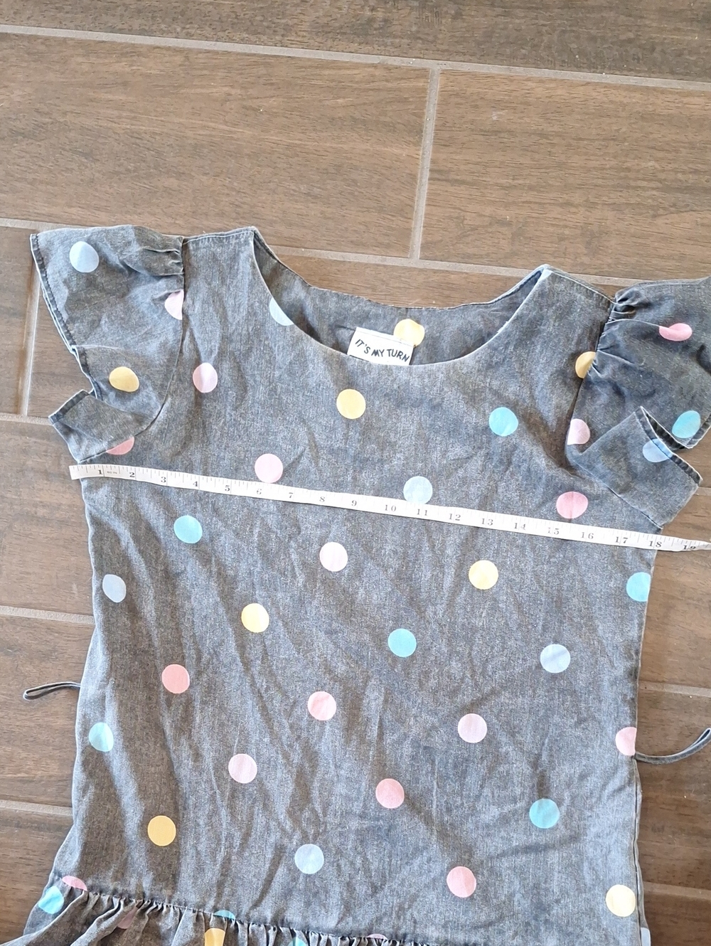 Vintage 80s Polka dot Tiered Party Dress by It's My Turn in Washed Black Size L - Picture 7 of 11